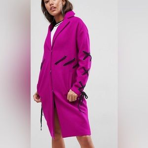 Fuschia/ violet wool blend coat